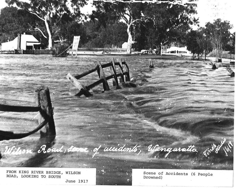 The scene of 6 drowning deaths during the 1917 Wangaratta floods